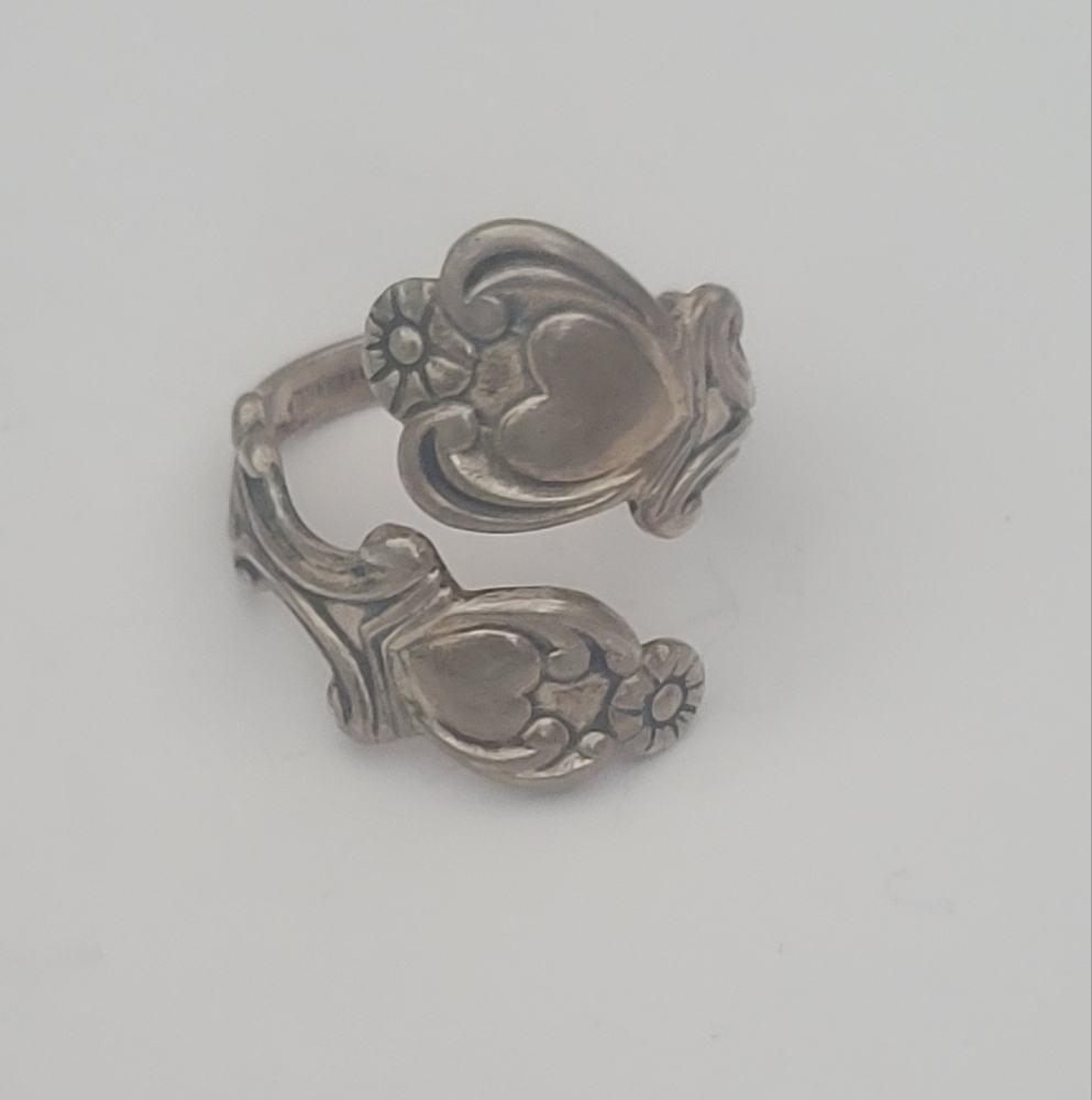 Silver Avon Heart Spoon Ring (Adjustable)